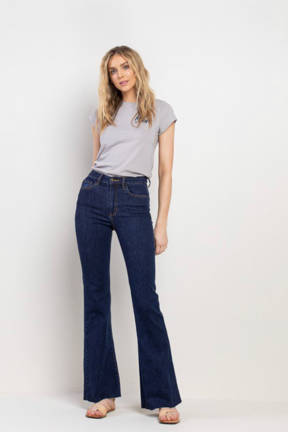 High rise Solid Flare Jeans