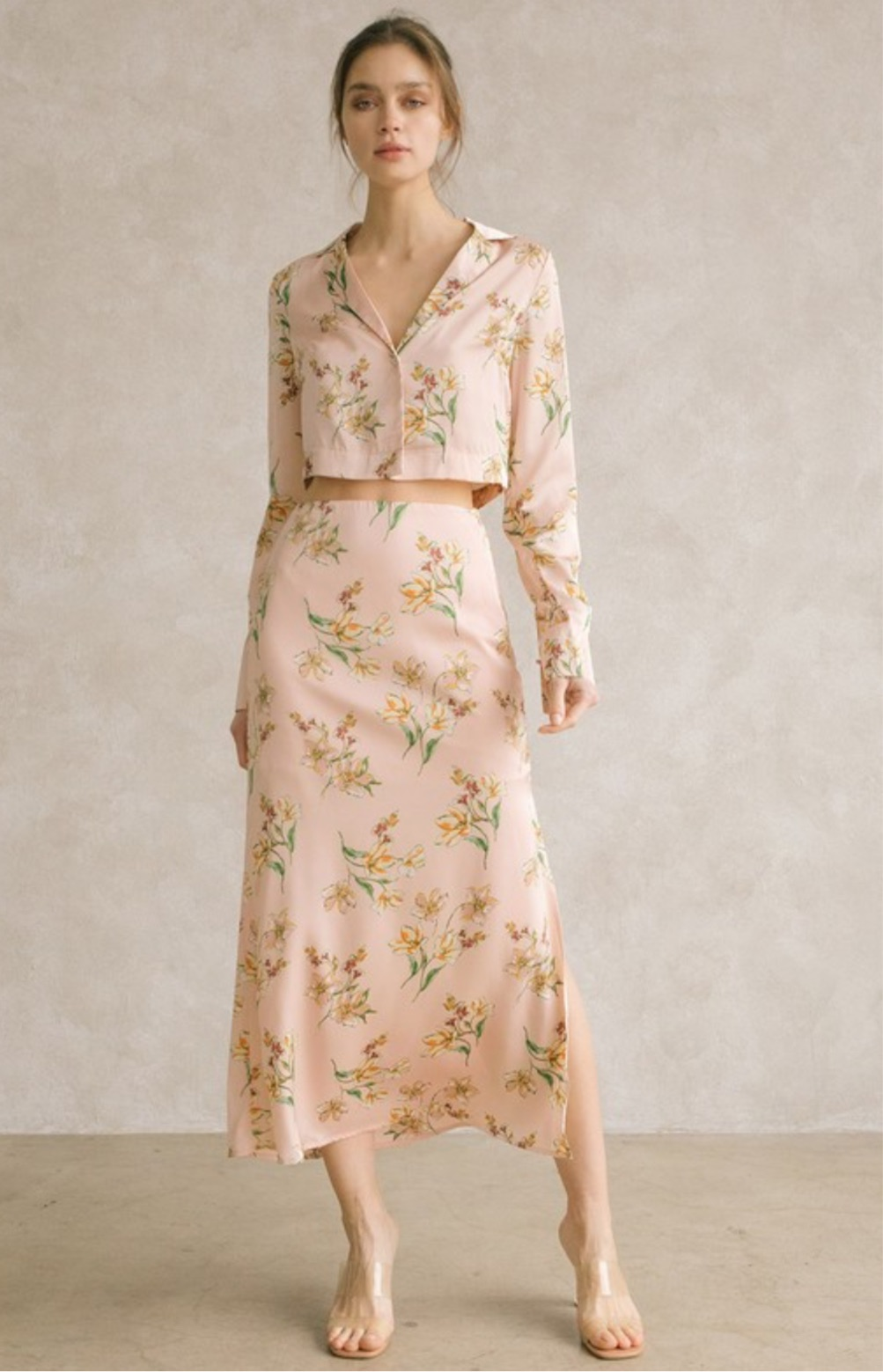 Diana Satin Floral Skirt