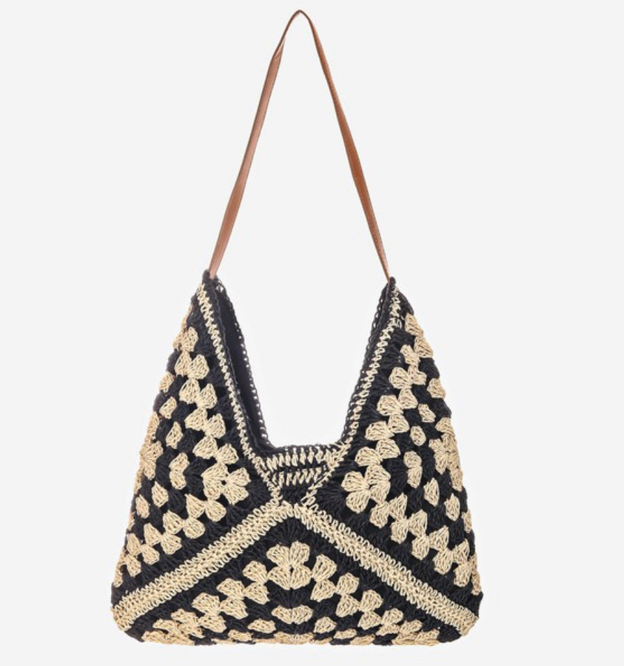 Black Boho Braided Bag