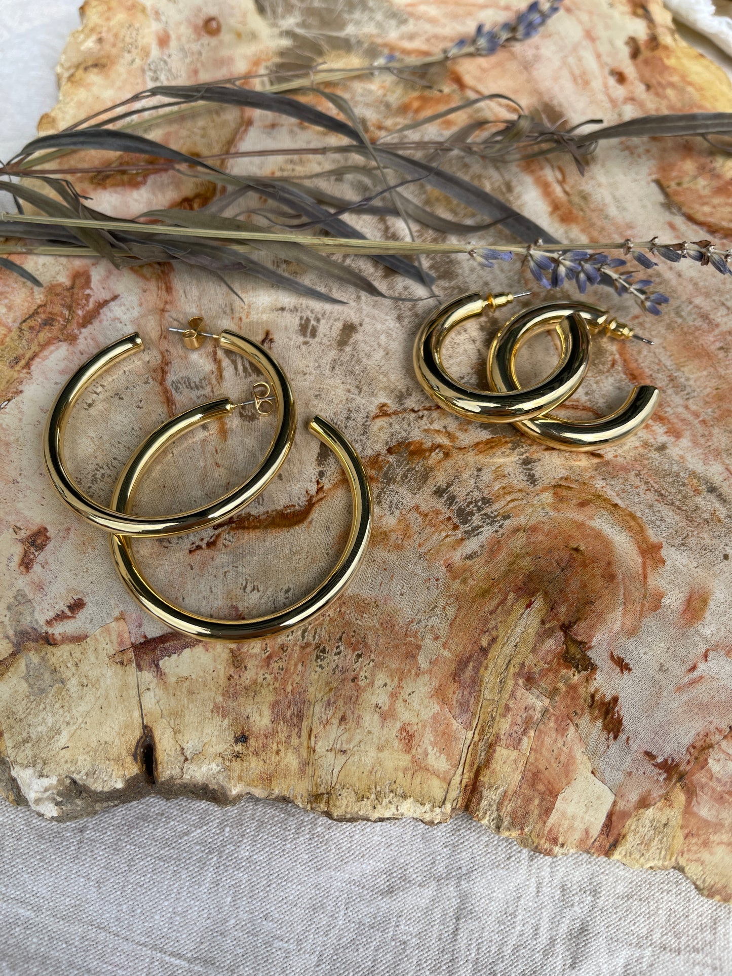 Chunky Gold Tube Hoops